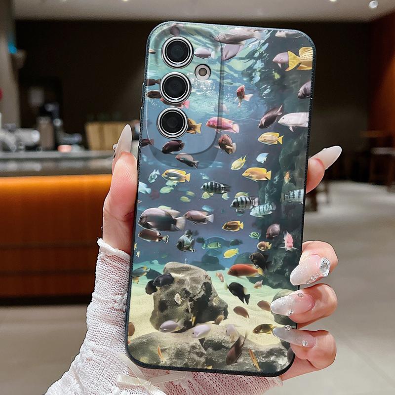 Turtle Fish Print Case For Samsung A57 A37 A17 A56 A36 A16 A55 A35 A15 A54 5G S21 FE S22 S23 S24 Plus S25 S26 Ultra Leather Texture Silicone Cover