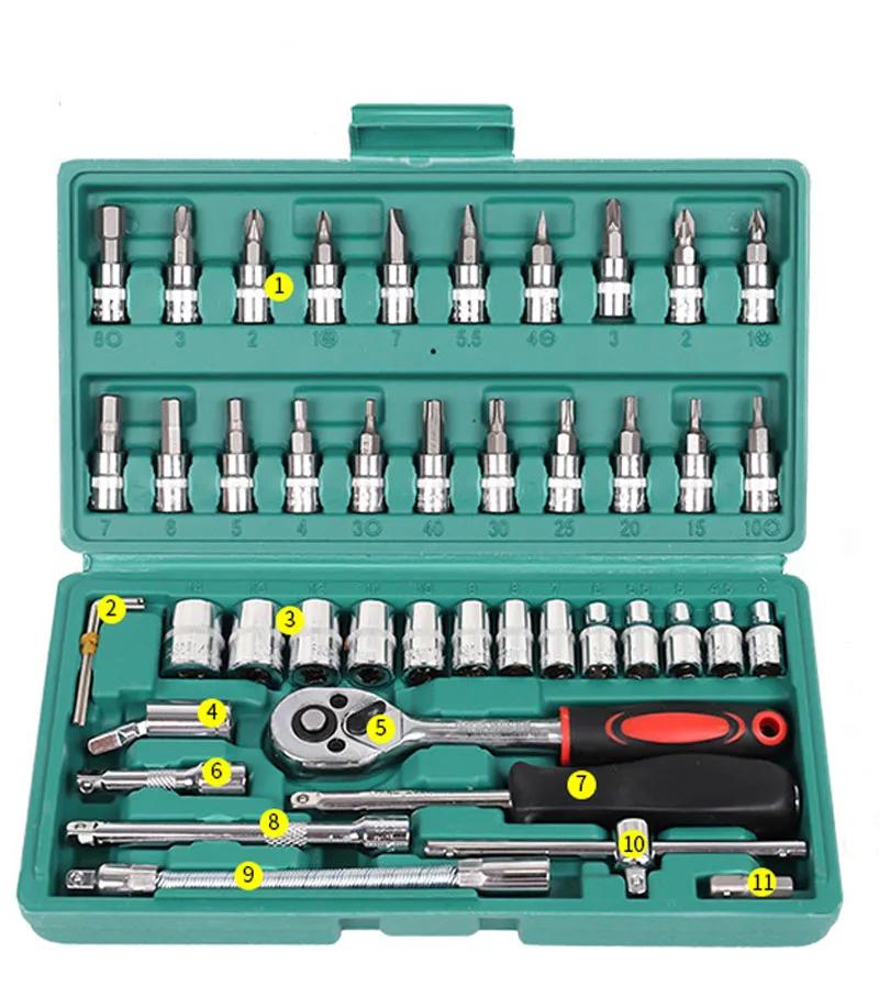 46 buc chei tubulare set cheie cu clichet manșon asamblare instrumente de reparații de uz casnic repararea utilajelor auto
