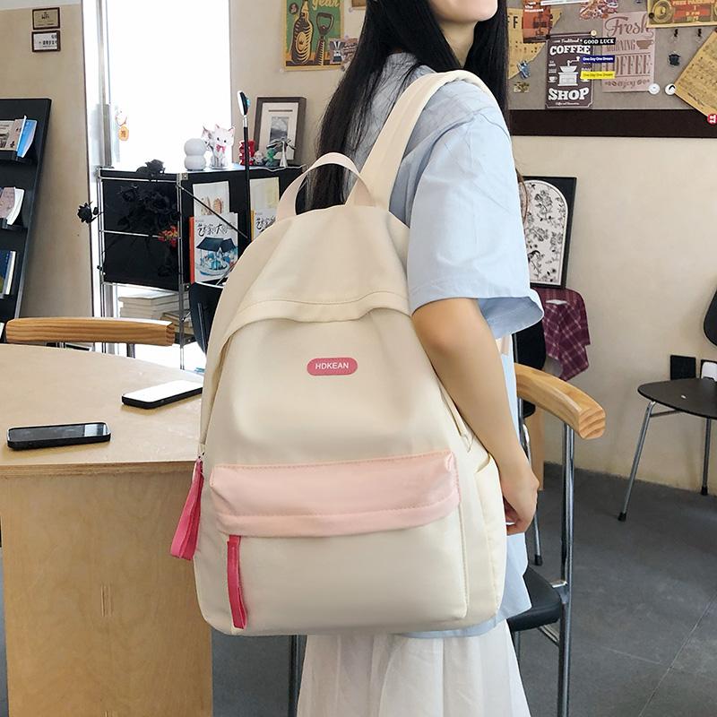 Middle School Student Contrast Color Schoolbag Women's Computer Backpack Lightweight Backpack