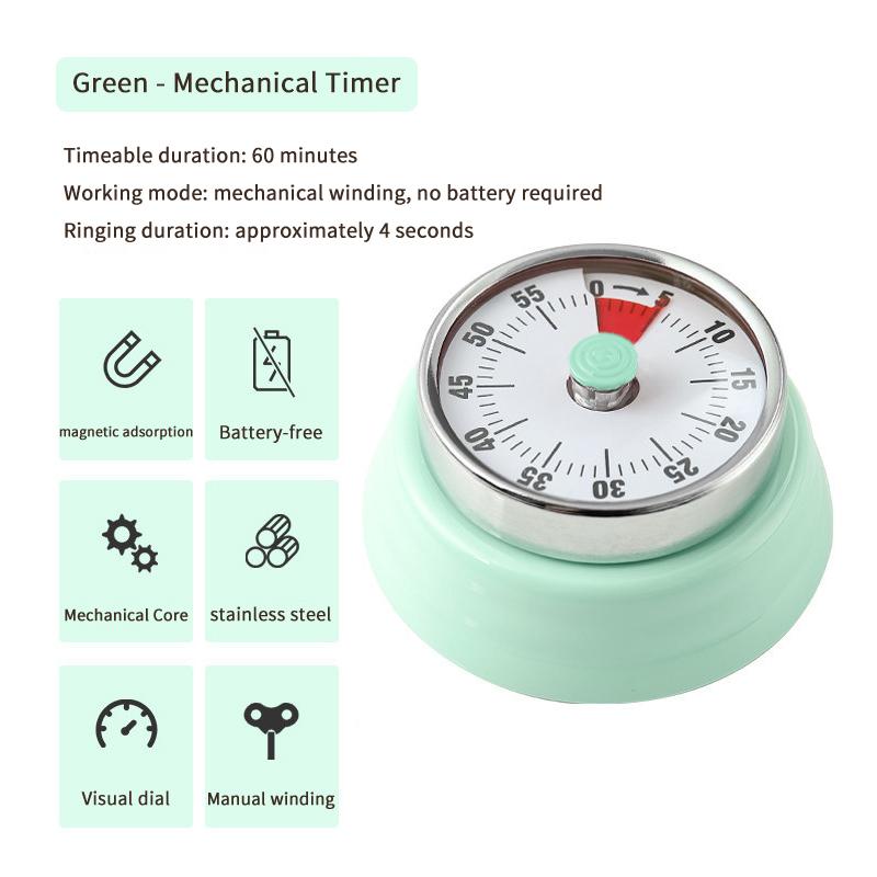 Mechanical Kitchen Timer Visible Magnetic Countdown Alarm for Home Baking Cooking Outdoor Picnic Time Reminder