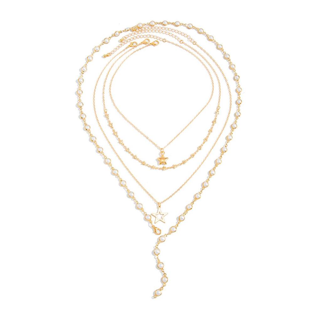 Cross-Border Five-Pointed Star Pendant Necklace with Detachable Layered Y-Clavicle Chain