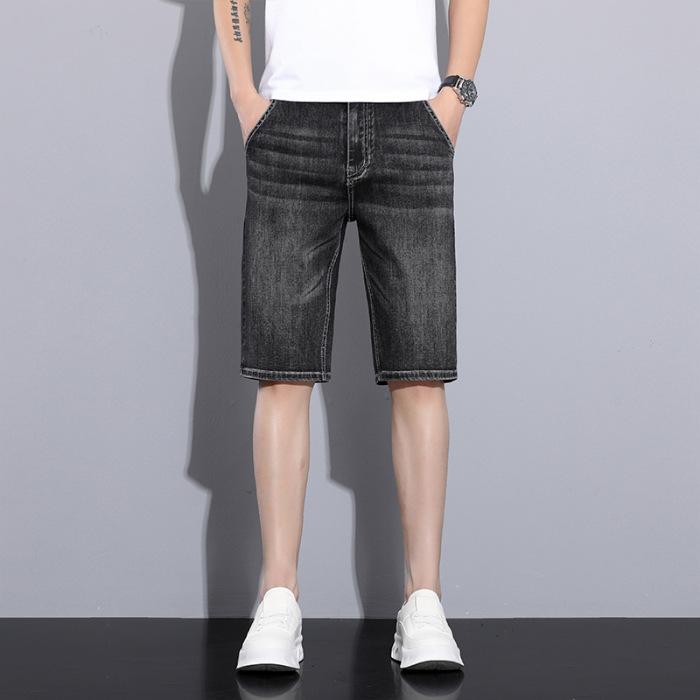 

New Summer Men s Denim Cropped Pants Casual Shorts High Waist Stretch Mid-leg Pants 38