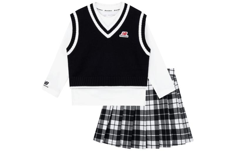 New Balance Kids Two Piece Skirt Sets V Neck Moderate Short 2PD37102-BK 120