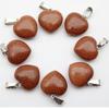 16MM Heart-Shaped Natural Stone Pendant: Amethyst Rose Quartz Green Aventurine Tiger Eye