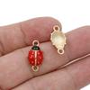 10Pcs Gold Plated Enamel Flower Ladybug Charm Connectors For Jewelry Making Bracelet Accessories Diy Findings 18X15Mm