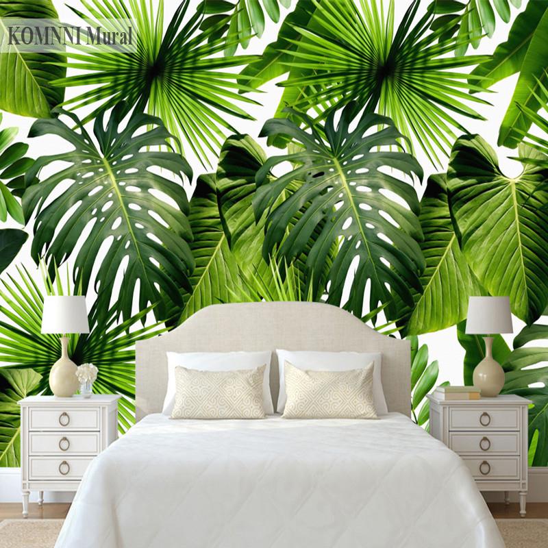 3D fototapeta Tapeta tropického deštného pralesa Banana Leaf Fototapeta Moderní fototapeta na pozadí