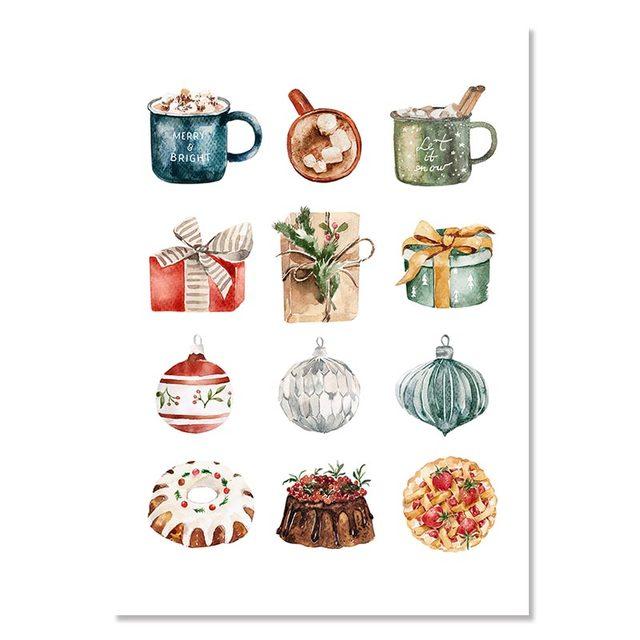 Christmas Tree Canvas Poster Painting Party Decor Merry Christmas Wall Art Painting Cartoon Print Picture Room Home Decoration