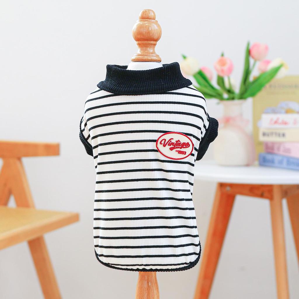 PETCIRCLE Black & White Striped Pet Vest & Leash for Dogs and Cats