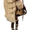 Women's Eco-friendly Horn Button Lambswool Coat - Mid-length, Thickened Fur, 2025 Autumn/Winter Style