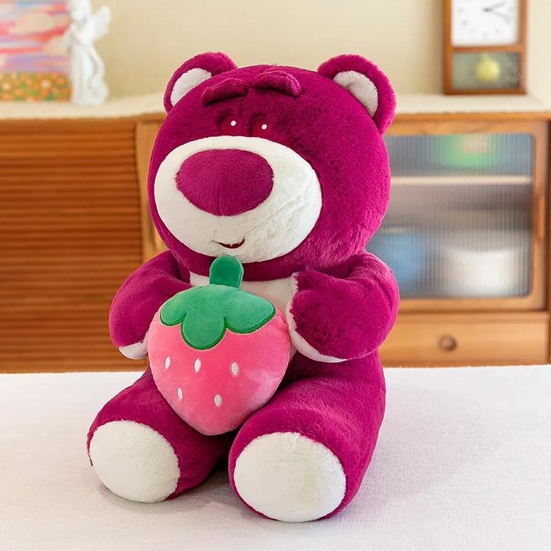 Cute Hug Strawberry Bear Plush Toy Cartoon Anime Strawberry Bear Plush Doll Sleep Pillow Gift for Girlfriend's Birthday