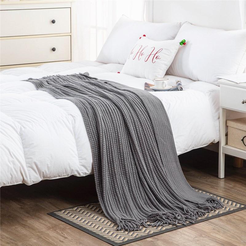 Nordic Tassel Blankets for Sofa Knitted Throw Blanket Bed End Cover Office Air Condition Room Watching TV Blankets