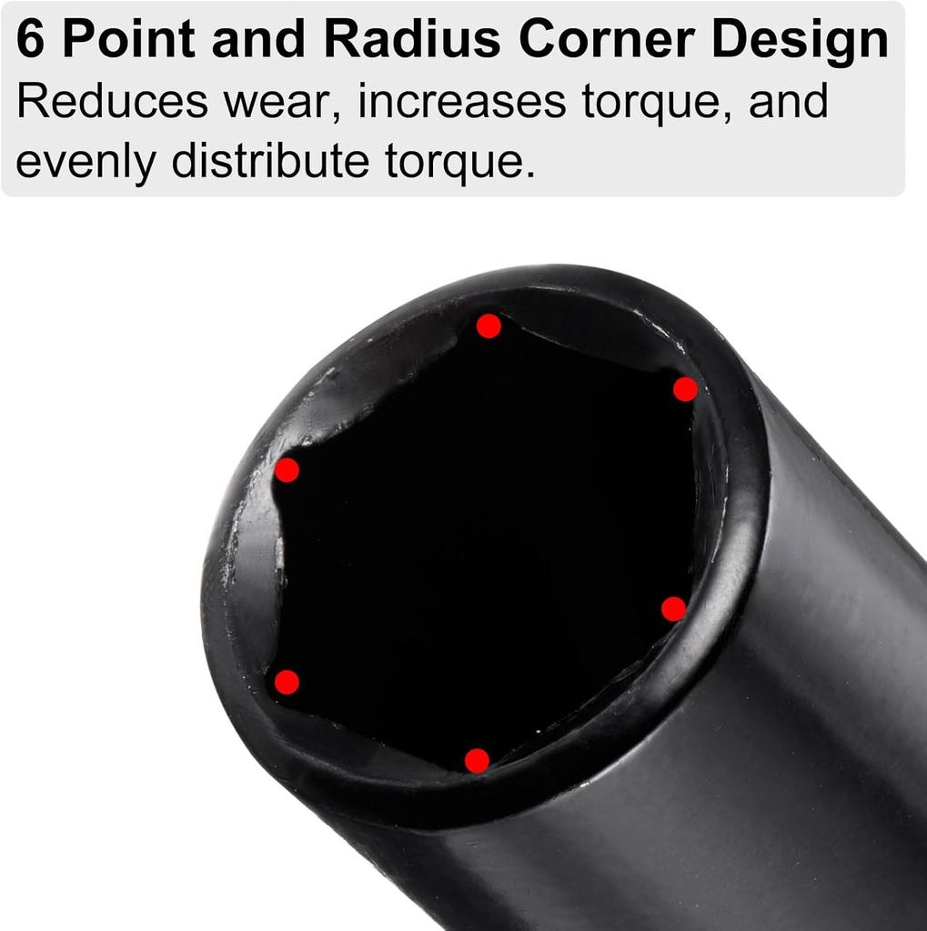 1/2 Sleeve Combination Drive Extended Socket Hexagonal Impact Sleeve Set with Portable Storage Case 8-32mm Torque for Car Repair