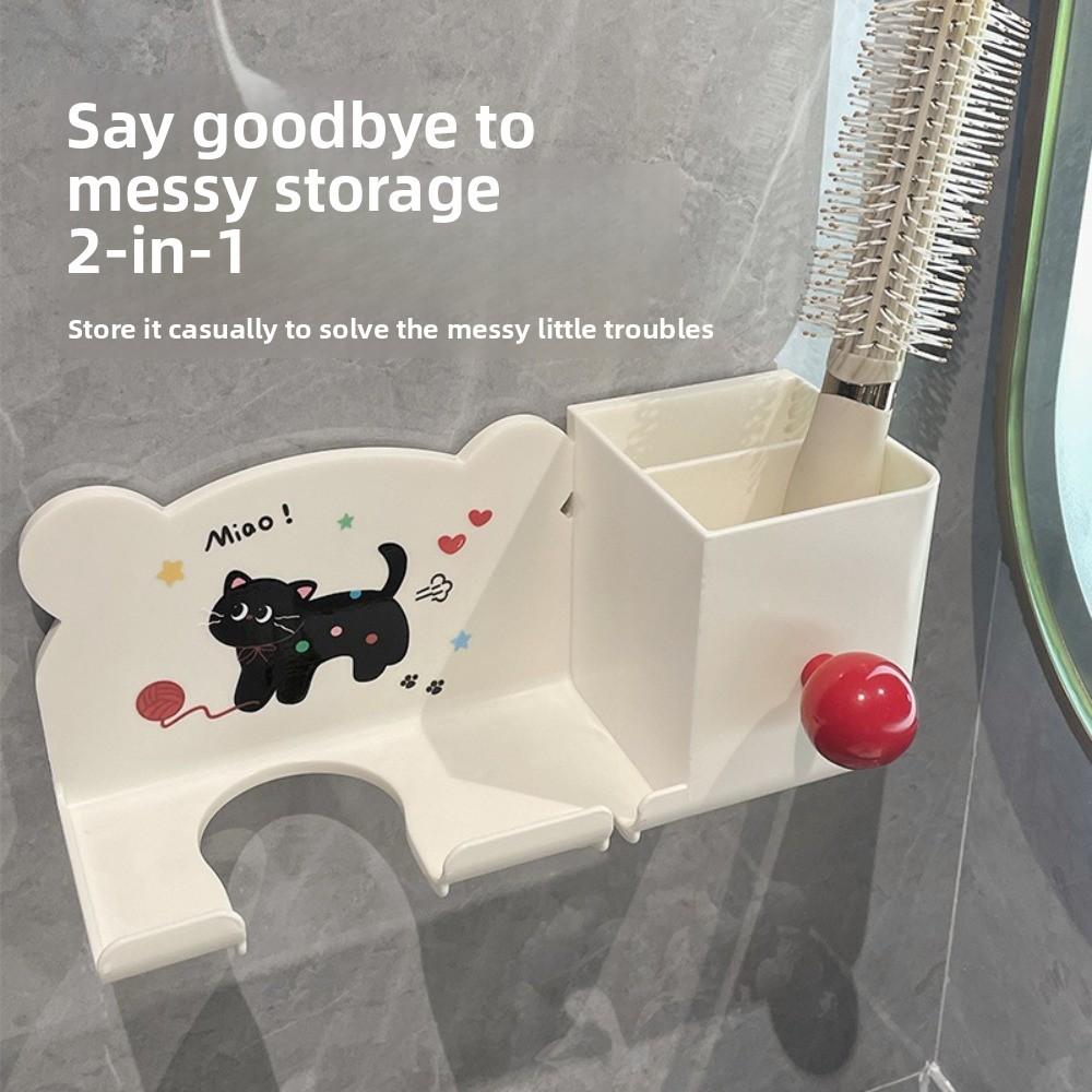 Waterproof Hair Dryer Storage Rack Cartoon Bathroom Storage Bracket  Home Organization