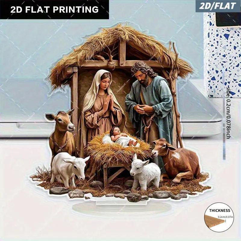 Virgin Mary Saint Joseph And Shepherd Animal Scene Religious Desktop Decoration Indoor Outdoor Festival Home Decor