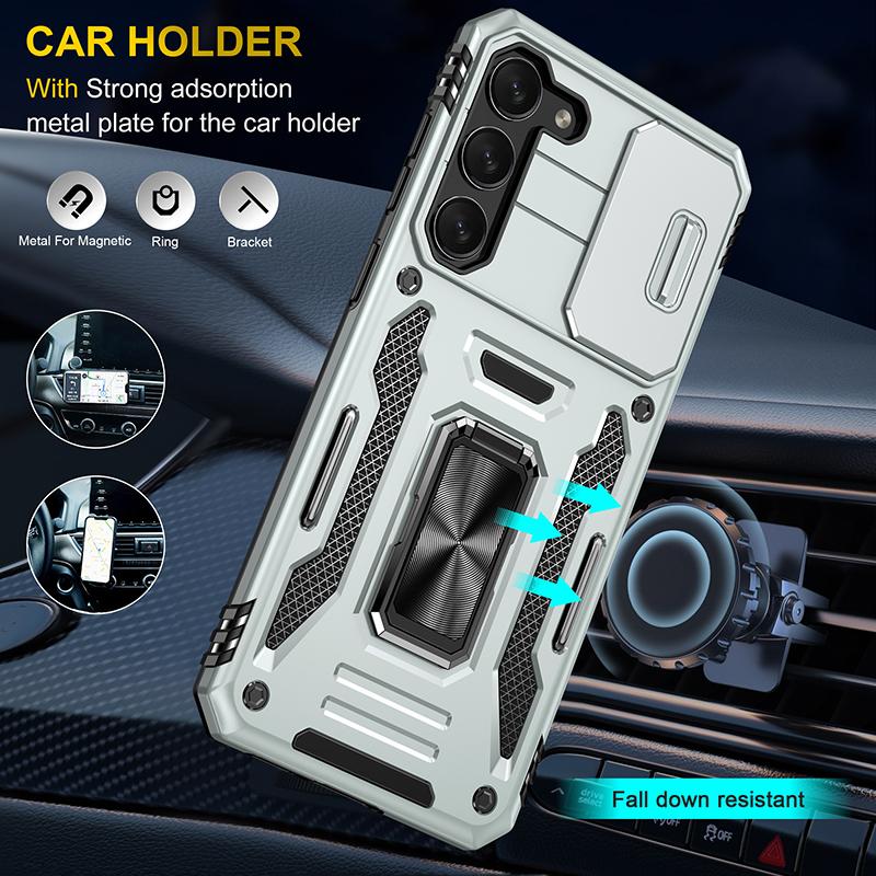For Samsung S26 Ultra S25 Edge S24 S23 FE S22 S21 Plus Heavy Duty Protection Case Hard 2 in 1 Slide Camera Kickstand Phone Cover