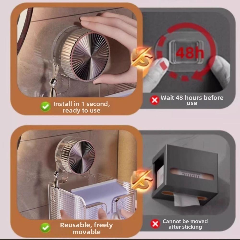Wall Mounted Wet Wipes Storage Box Suction Cup Paper Towel Box High Quality Tissue Holder Bathroom