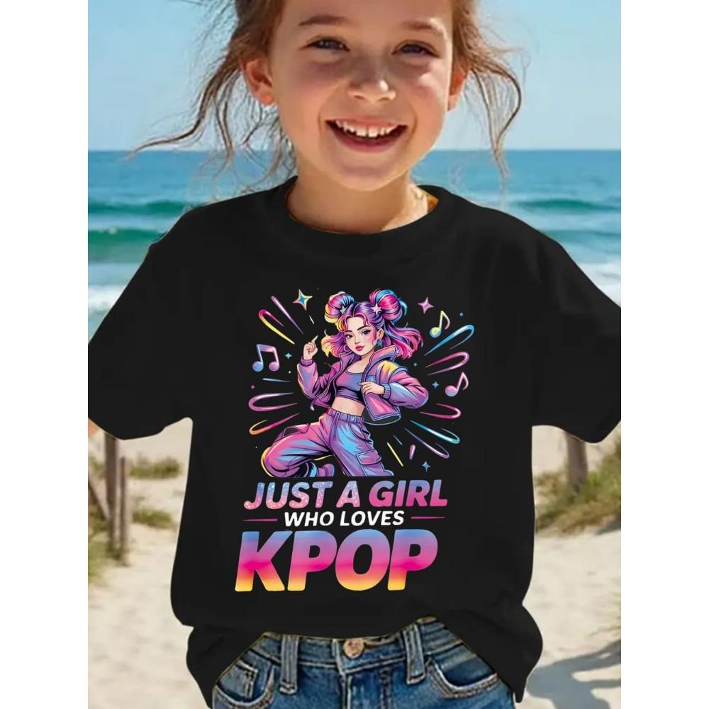 Kids T-shirt Cartoon Print T-shirt Fashion Casual Short Sleeve Tees Summer Girl Tees Tops Clothing