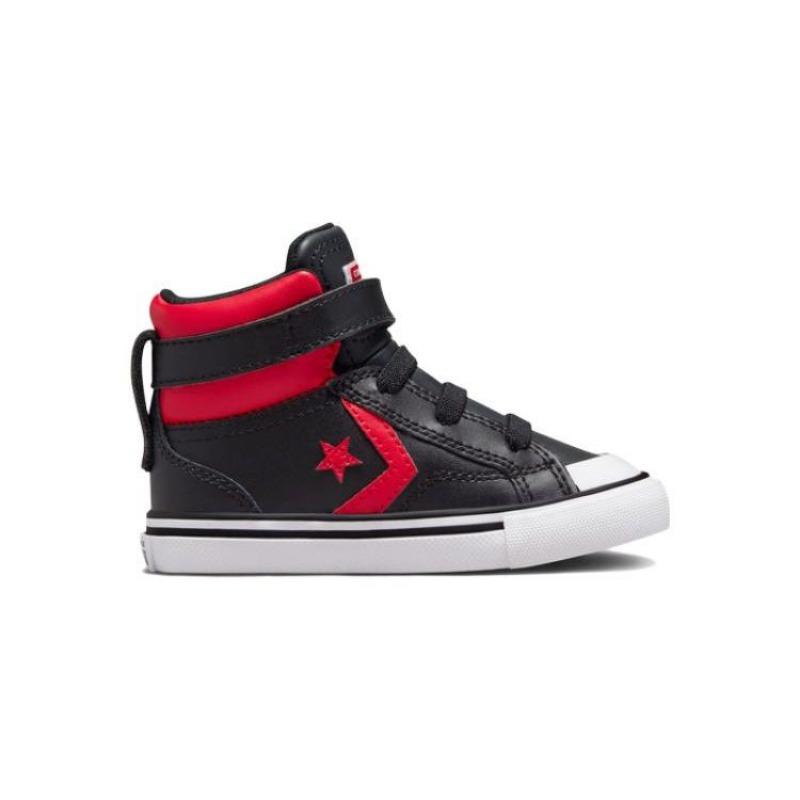 Converse Pro Blaze Strap Varsity Toddler High Skate Shoes Velvet Lined Velcro Casual Wear-resistant Warm Black Red A03228C
