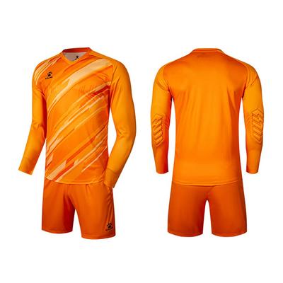 [Kelme] Keeper Wear Top and Bottom Set Boys Soccer Uniform Long Sleeve Keeper Shirt & Pants Soccer Goalkeeper Practice Wear (Orange, 130cm)