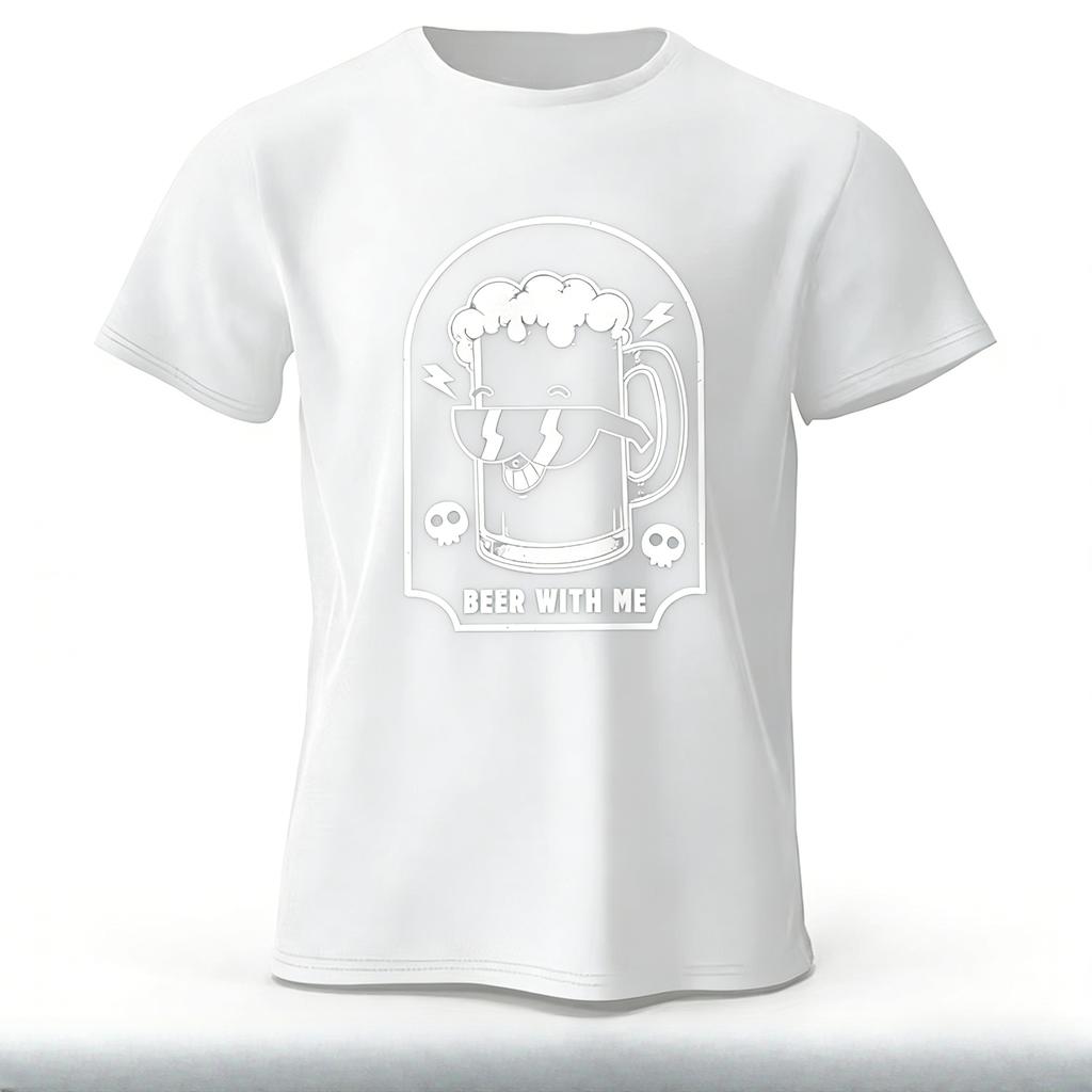 Beer with Me Relaxed Printed Mens TShirt 100 Cotton Oversized Lively Party Graphic Tees for Women Tops Tees Casual Streetwear
