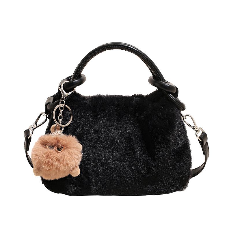 Winter Korean Version Fluffy Handbag Trendy Fashion Foreign Style Messenger Bag Women's New Shoulder Plush Bag Fluffy Bag