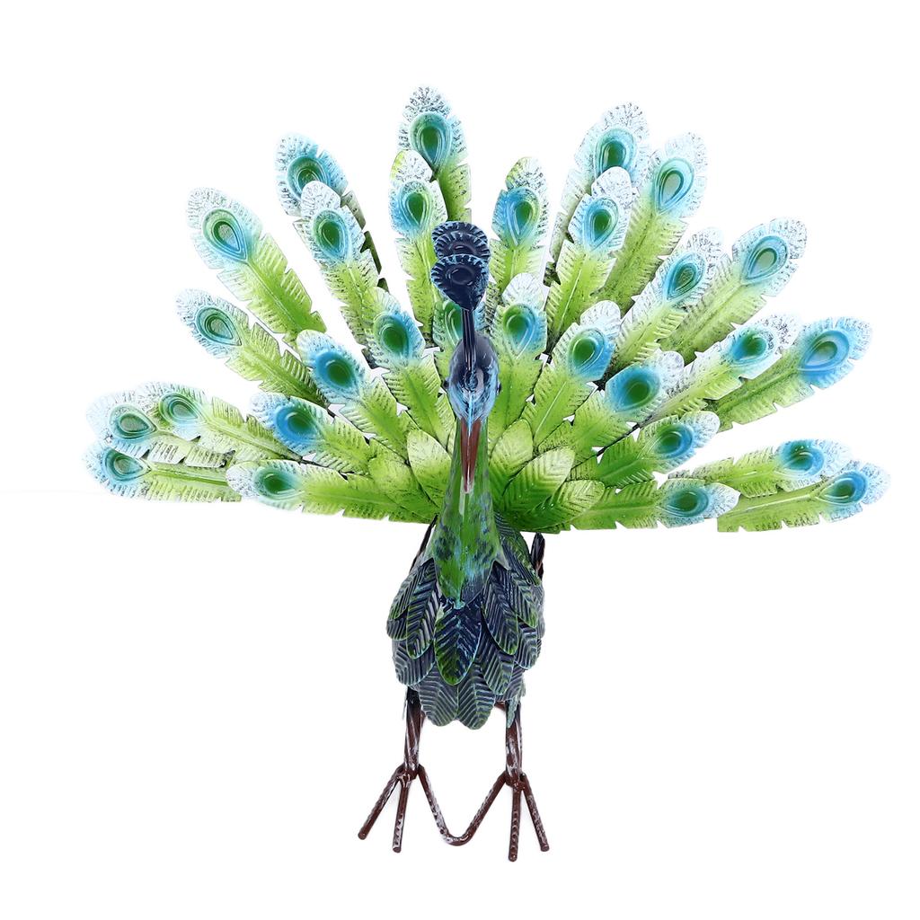 Metal Peacock Statue Realistic Easy DIY Assembly Beautiful Peacock Statue Ornament for Outdoor