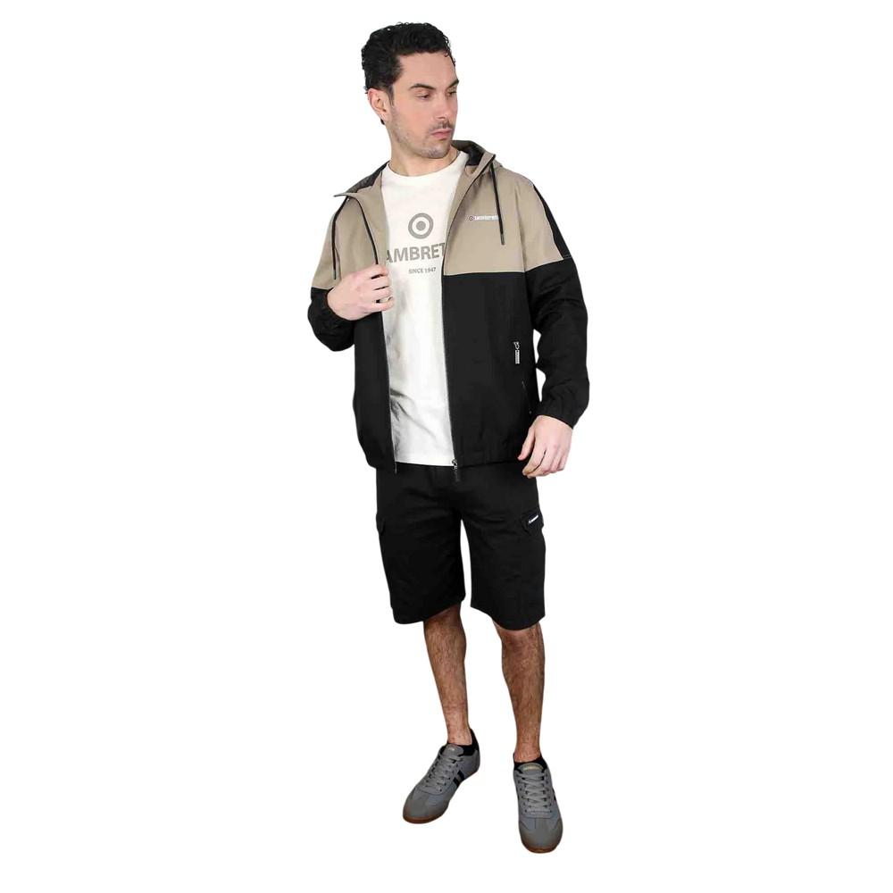 LAMBRETTA Mens Rubberised Logo Cargo Shorts