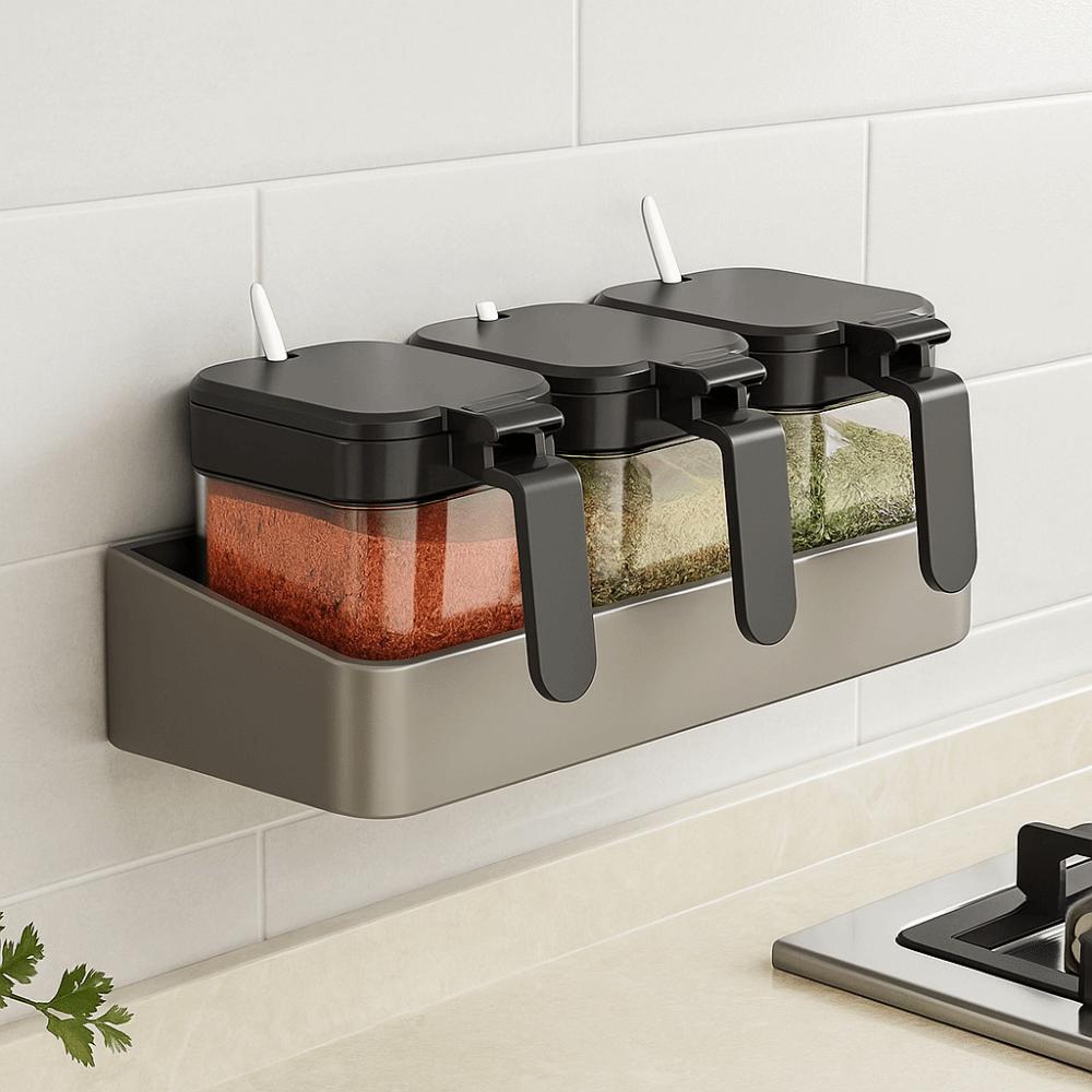 Free Punching Spice Jar No-Drill Installation No-Drill Organizer  Spice Organization