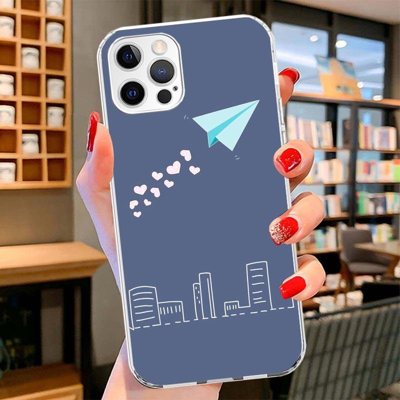 Paper Plane Airplane Fly Cover Phone Case For iPhone 16 17 Air 15 14 Pro Max 16E Phone Case 13 Mini 12 11 7 SE 8 Print Pattern F
