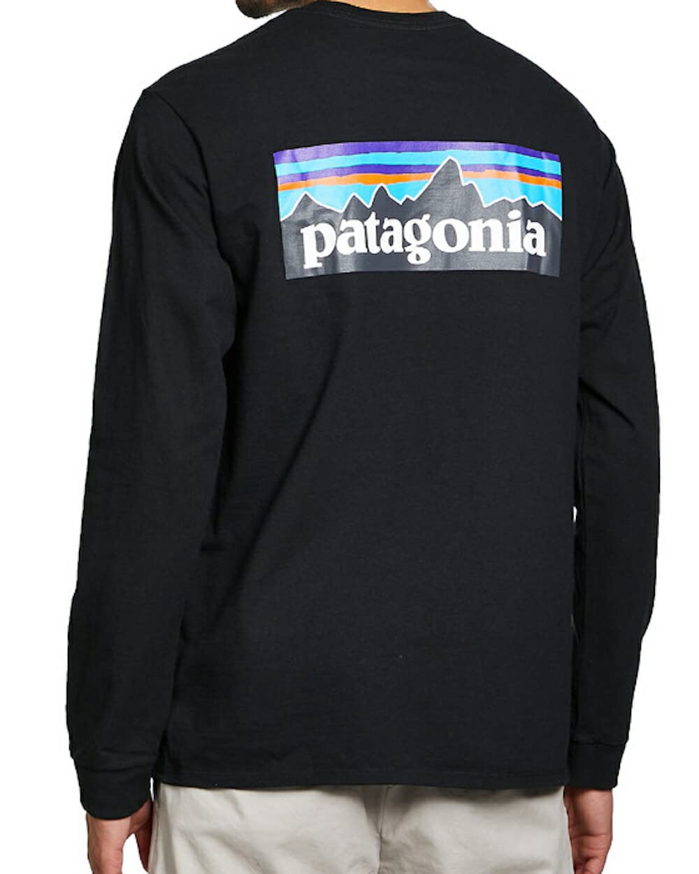 

cut and 38518 BLK LOGO LOGO TEE BLACK S [Patagonia] футболка, сшитая, логотип P-6, Responsibility, черная, мужская, МУЖСКАЯ ФУТБОЛКА С ДЛИННЫМ РУКАВОМ P-6 RESPONSIBILI-TEE чёрный