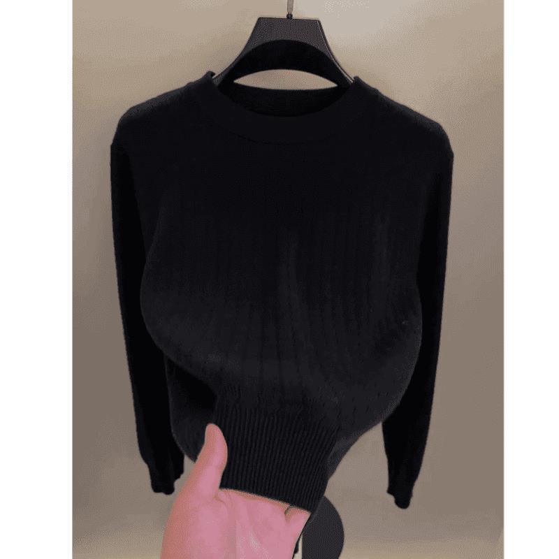 Premium Men s Round Neck Solid Color Knit Sweater - Winter Base Layer Top 2XL чёрный