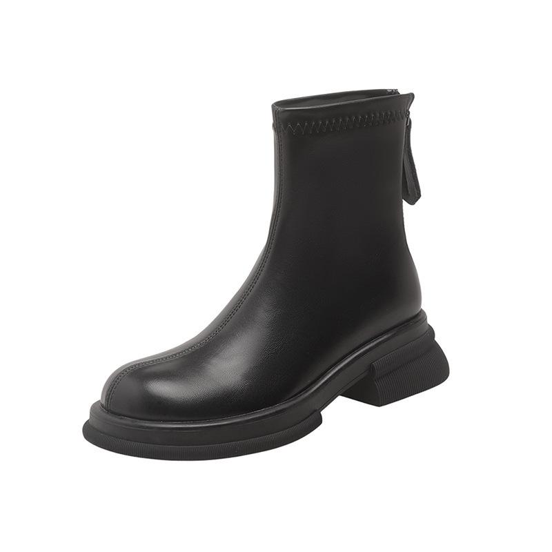 

Коричневые женские весенне-осенние универсальные ботинки Мартин, британские эластичные ботинки на платформе, короткие ботинки 40 чёрный