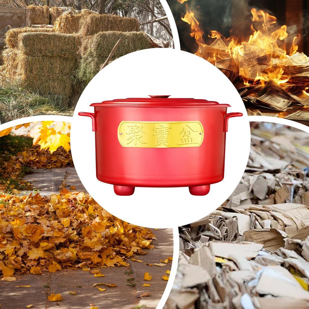 Burn Barrel Stainless Steel Heat-Resistant Can Portable Paper Money Burn Bin With Lid For Wood Garbage Garden Backyard Farm