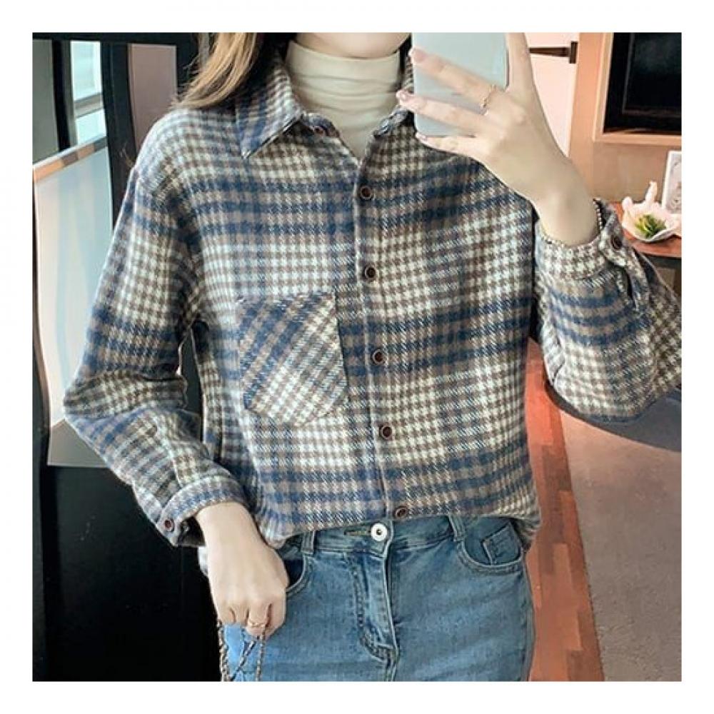 Navava Casual Retro Check Long Sleeve Shirt Nb1757