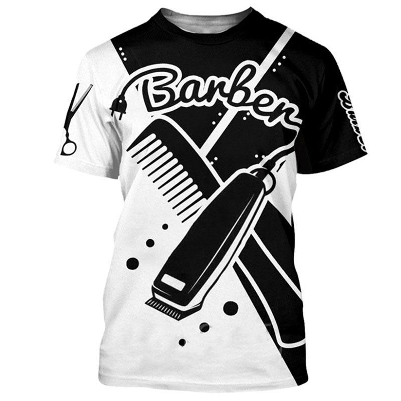 Barber Uniform Mode Schere Druck männer T Shirt Hip Hop Harajuku Übergroßen Kurzarm Sommer Trend Crew Neck Tees tops