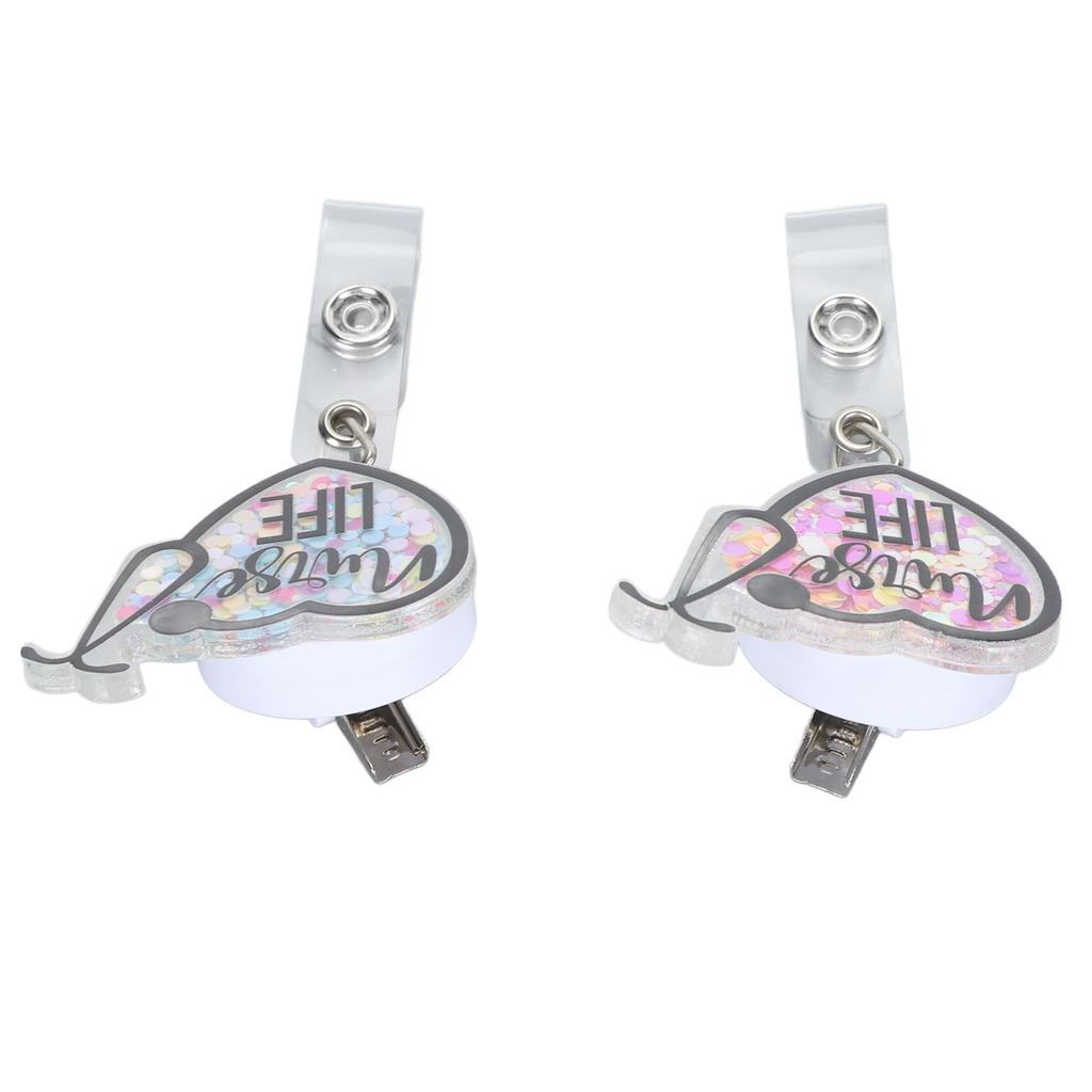 2Pcs Retractable Nurse Badge Reel Cute Funny Lightweight Durable Acrylic Nurse ID Badge Reel Holder