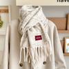 New model with red flower clip letter mark knitted scarf men and women winter warm couple versatile shawl