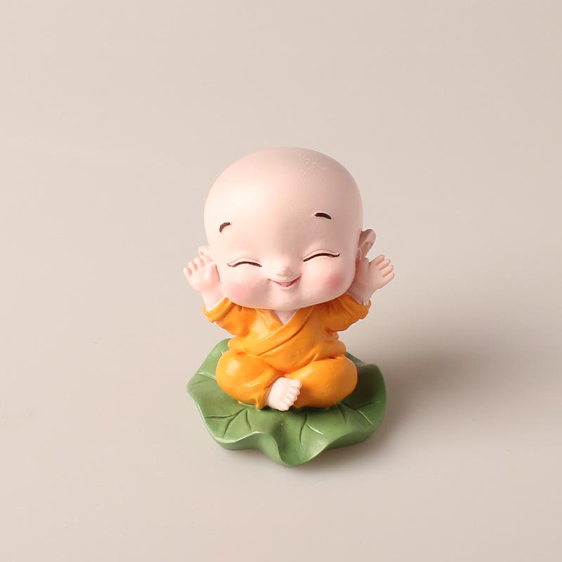 Zen Car Decor: Set of Four Shaking Head Monk Ornaments for Interior Decoration