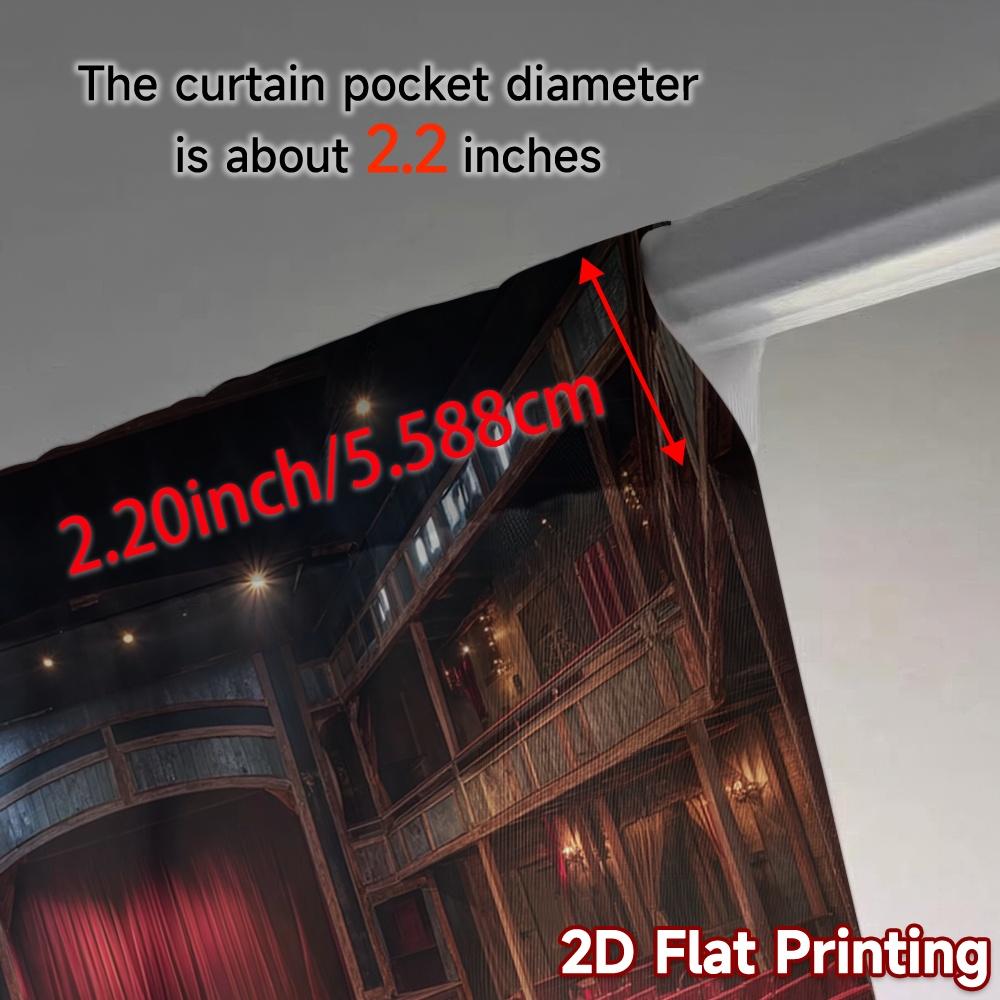 2pcs, 2D FLAT PRINTING Curtains (Without Rod) VintageTheater Light Filtering Modern Curtains Machine Washable Fabric Curtains