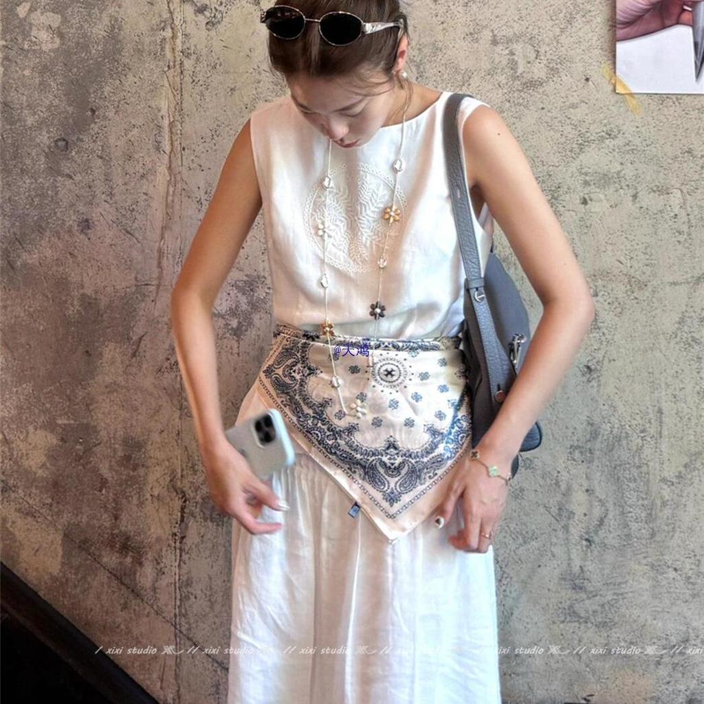 French Paisley Waist Apron Scarf Belt 2025