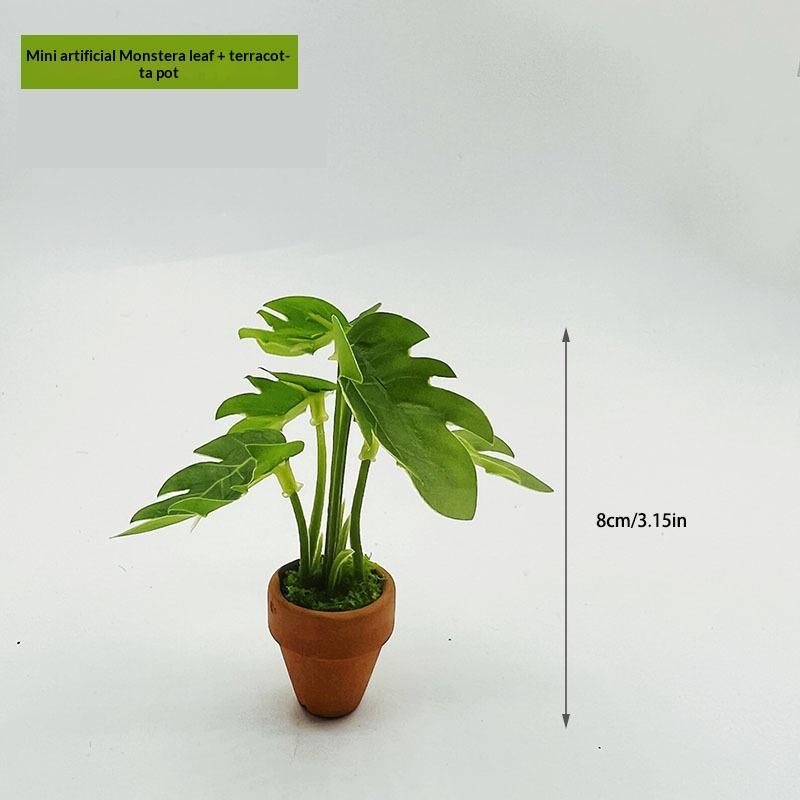 

1Pcs Miniature Scandinavian Style Decoration Dollhouse Green Plants Mini Taro Turtle Back Green Potted Plants Props Model