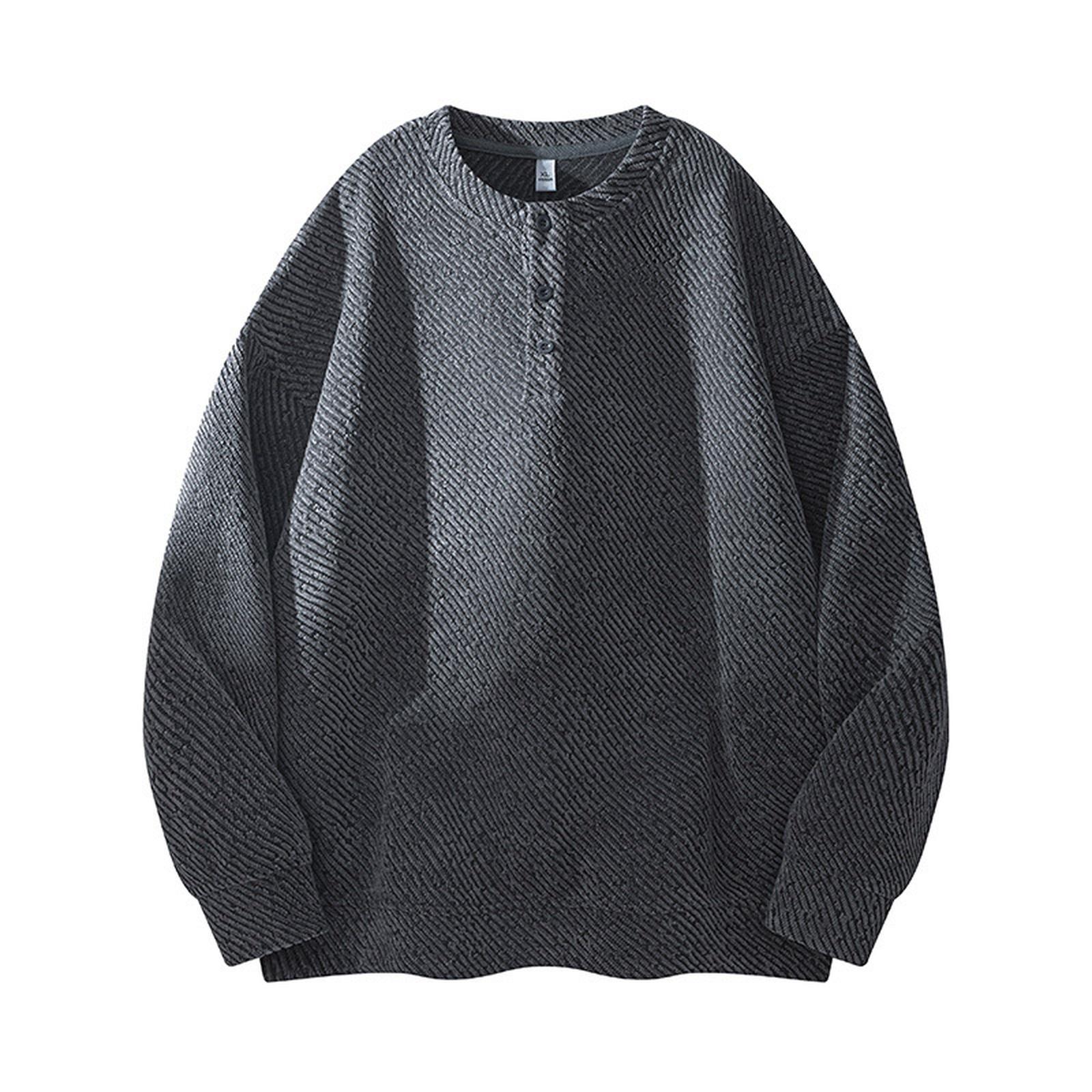 

Men s Loose Sports Round Neck Hoodie Solid Color Lazy Wind Unhooded Top XXL