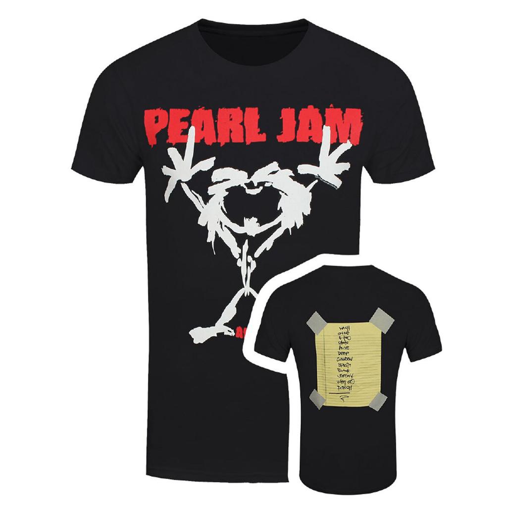Pearl Jam T-Shirt Strichmännchen Alive Rockband Offiziell Neu Schwarz