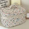 Vintage Flower Quilted Makeup Bag Coquette Organizer Bag Cute Floral Cosmetic Bag  for Women Girls