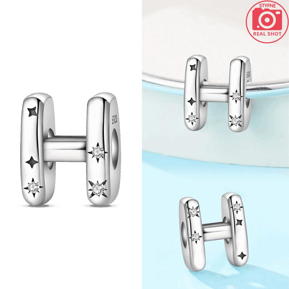 Letter Pendant Love White Zircon Stars Original Copper English Letters Beads Fit Bracelet Accessory Jewelry Gift Women Diy