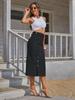 Women's European and American Casual High Waist Irregular Slit Denim Midi Skirt