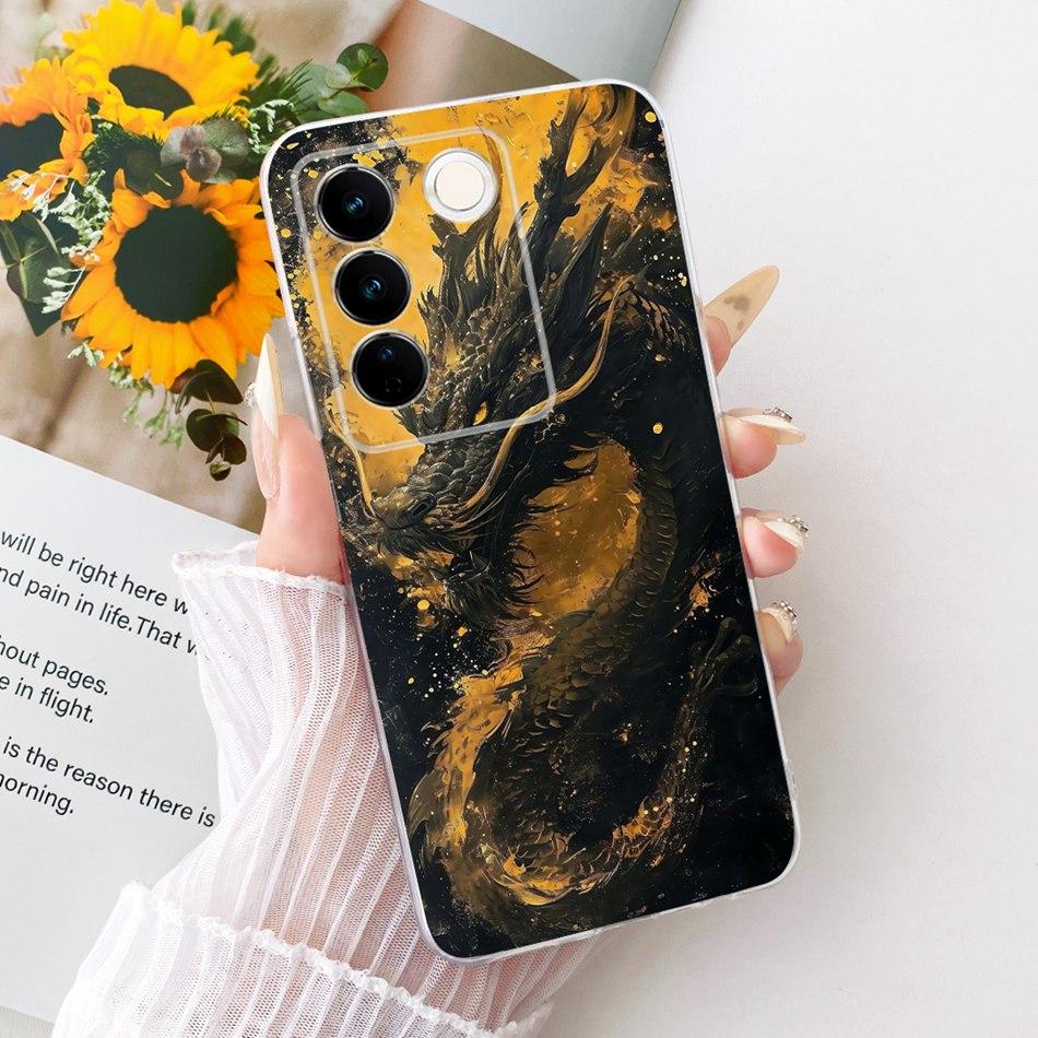 For Vivo V27 V27Pro Cool Dragon Tiger Pattern Phone Case For Vivo V 27 V27 Pro V2230 V2231 Soft Silicone TPU Cases