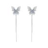 Sweet Temperament Gradual Change Butterfly Tassel Long Earrings Women, Niche Design Show Face Thin Earrings Earrings