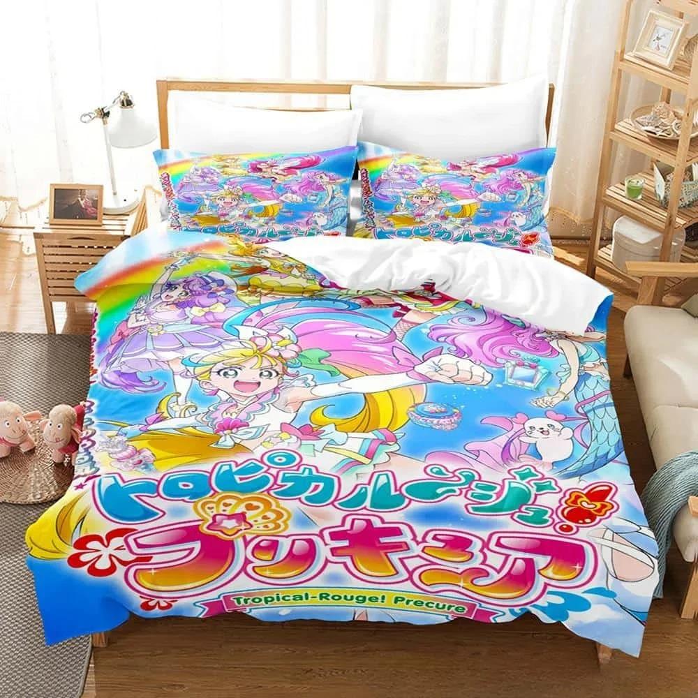 3D Kawaii Anime Hirogaru Sky! Pretty Cure Bedding Set Single Twin Full Queen King Size Bed Set Adult Kid Bedroom Duvetcover Sets