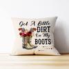 Mancheng-zi Retro Western Country Cowgirl Flower Boot Got a Dirt on My Boots Throw Pillow Cover,Teen Girls Women Cowgirl Gifts,18 x 18''Western